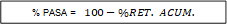 % PASA =  100-%RET.  ACUM.